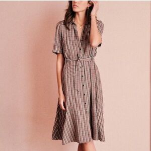 Sezane Jeanne Plaid Shirt Dress